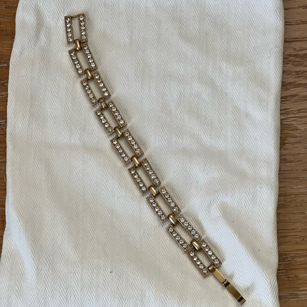 J.Crew brushed gold and rhinestone bracelet
